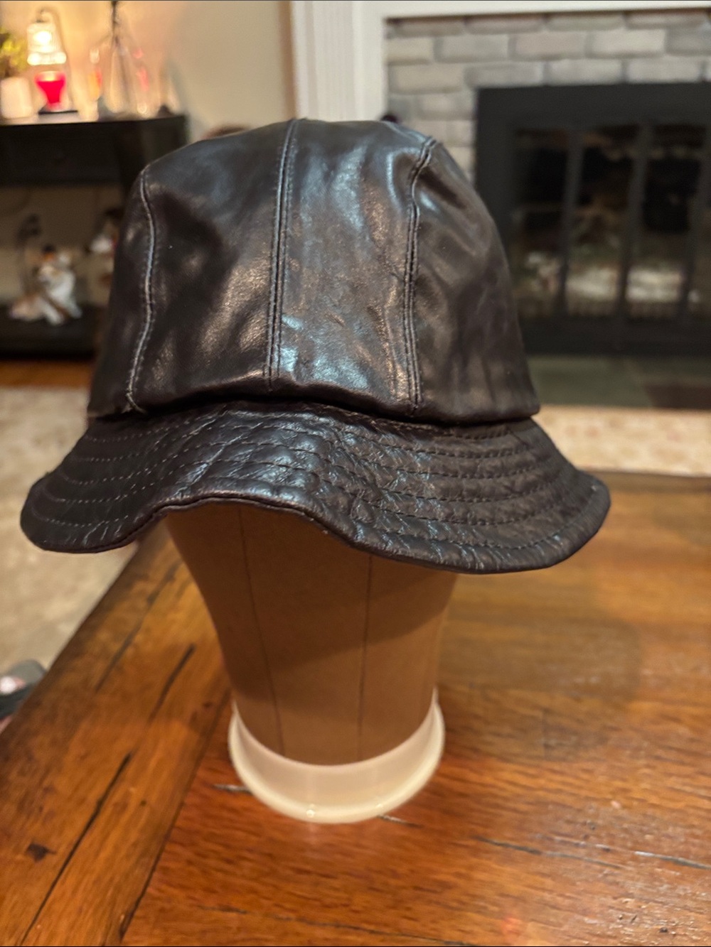 Alessandra Bacci Scarpellini Firenze Black Leather Bucket Hat